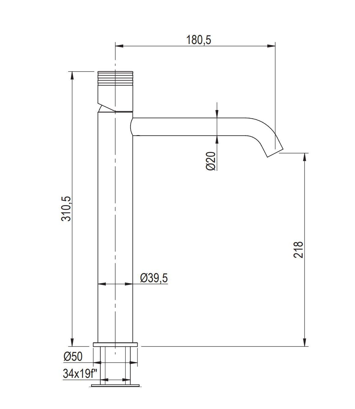 Смеситель для раковины из нержавеющей стали с аэратором Tubico Loira ARCH-00049564 - Вид №2