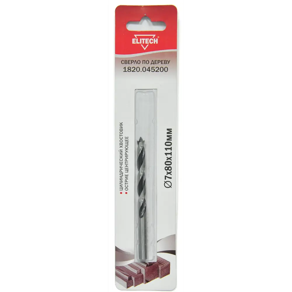 Спиральное сверло Elitech для дерева 7×110 мм 89402798 STLM-1564411