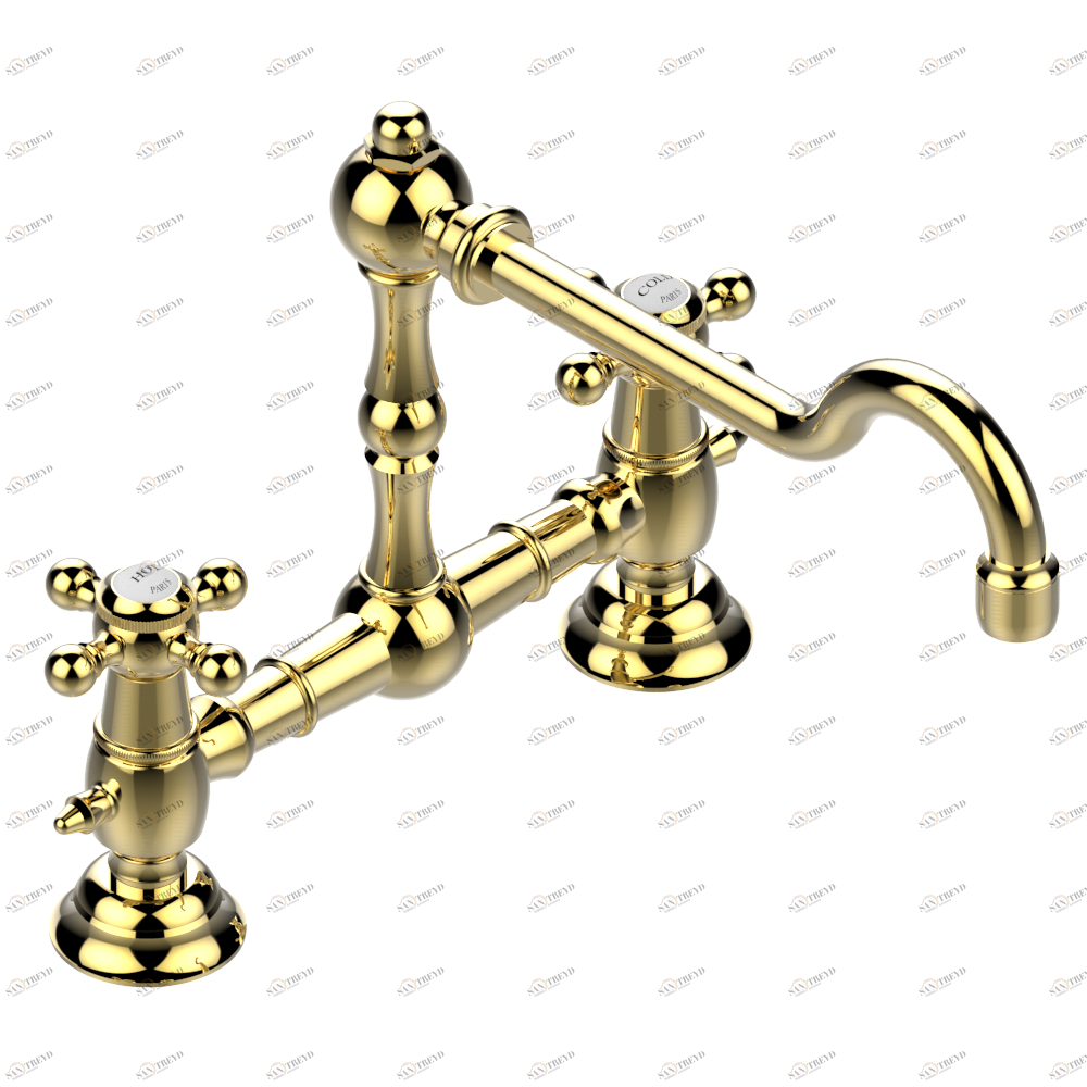 G29-159 Смеситель для кухонной мойки на два отверстия - 200 мм между центрами Thg-paris Charleston Золото G29 159 CAT.F