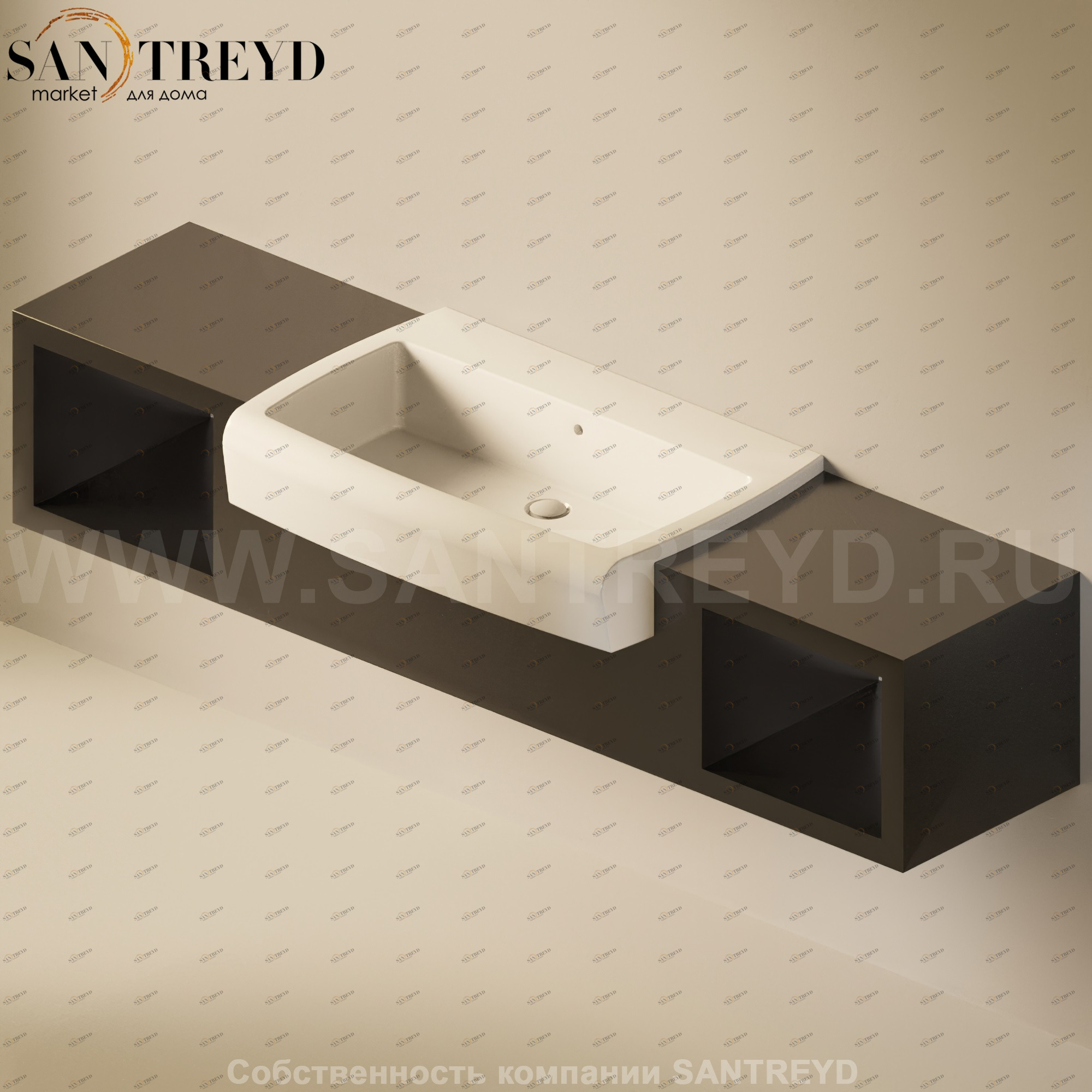 Flaminia UNA Консоль для раковины от 200 до 240 см с местом хранения черная UNA90V2.9017 Ceramica Flaminia UNA90V29017