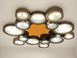 Потолочный светильник из металла и муранского стекла