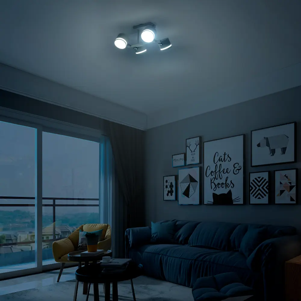 Люстра на штанге Talco 4 лампы 10 м² цвет белый SCHAFFNER STLM-2074895 - Вид №10