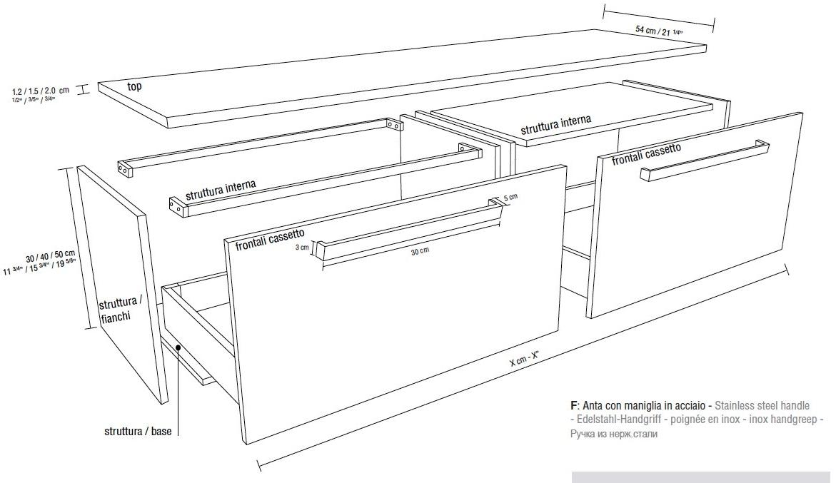 RIFRA Низкая подвесная тумба для ванной из орехового дерева Zero bagno sun-id-1388584 - Вид №4