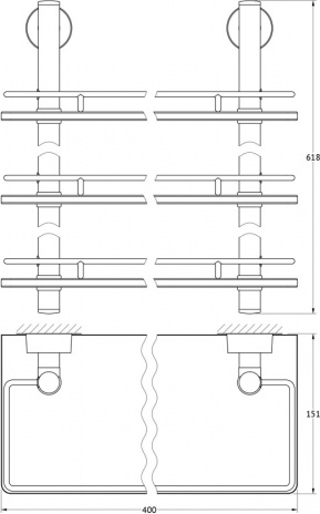068 Полка с ограничителем 40 см тройная (стекло) NОS FBS Nostalgy - Вид №1
