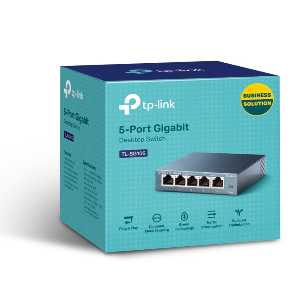 TL-SG105 5-port desktop gigabit switch, 5 10/100/1000m rj45 ports, metal case TP-Link Santreyd  - Вид №2