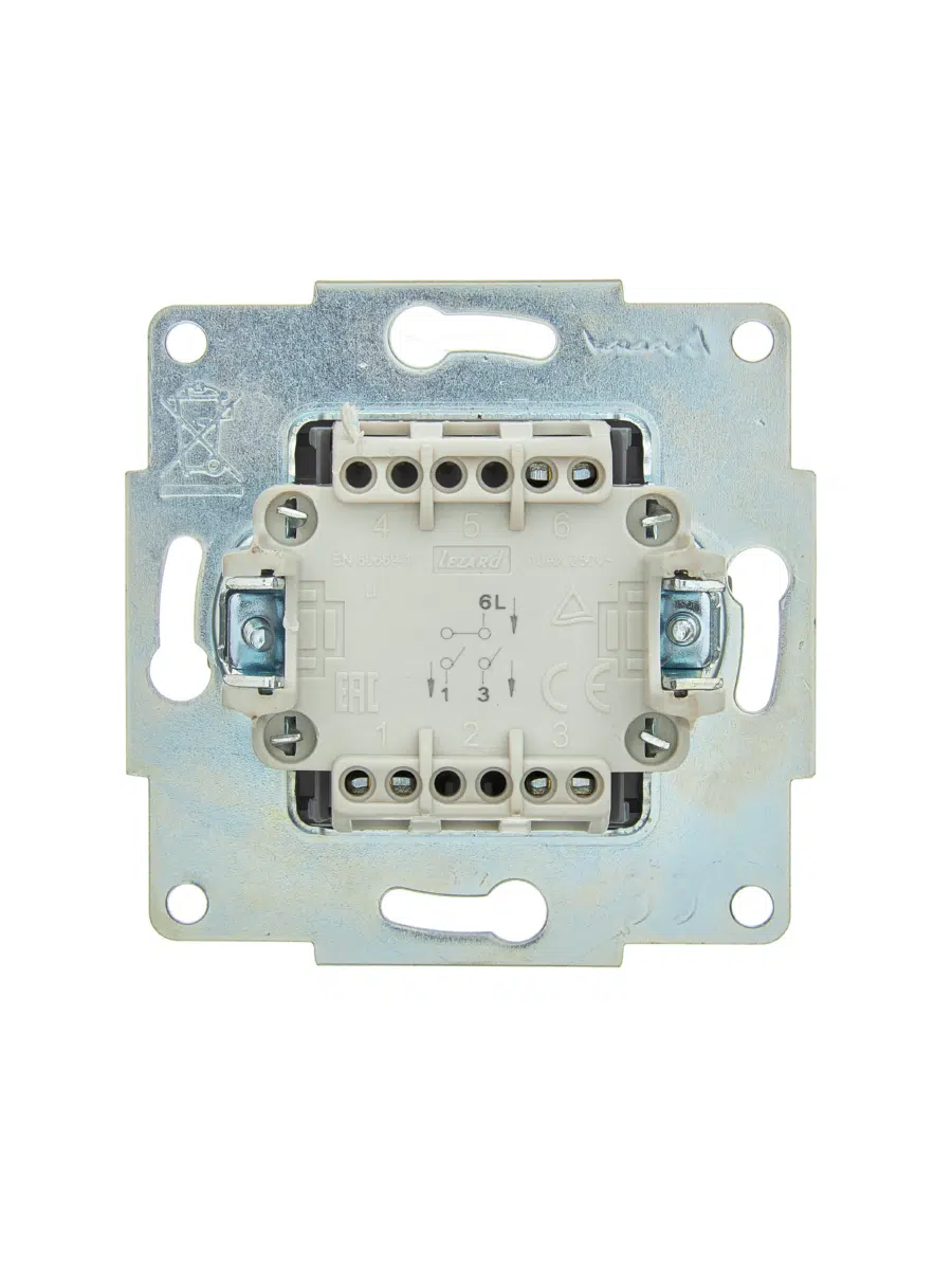 ASTI Выключатель двойной жемчужно-белый перламутр механизм LEZARD 7081-3088-101 - Вид №1