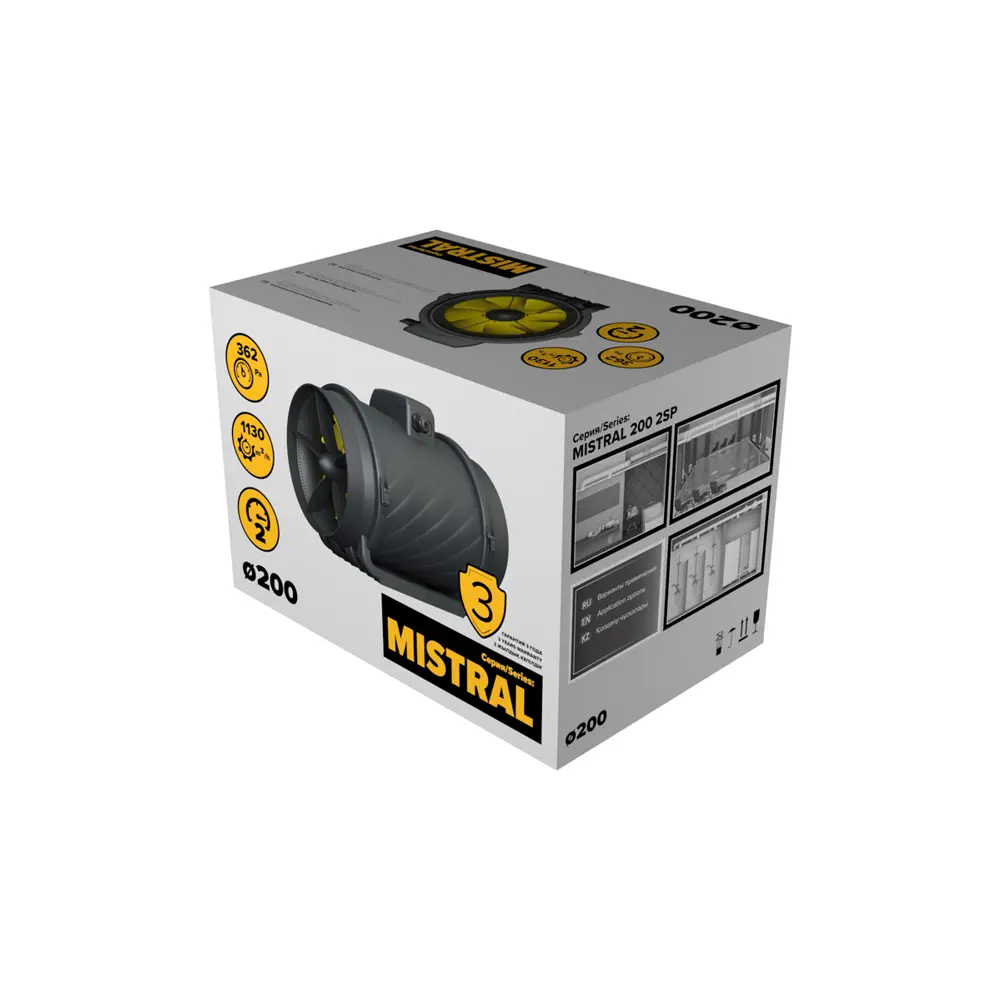 Вентилятор канальный центробежный Era Pro Mistral D200 мм 49 дБ 1130 м3/ч цвет черный STLM-2026978 - Вид №5