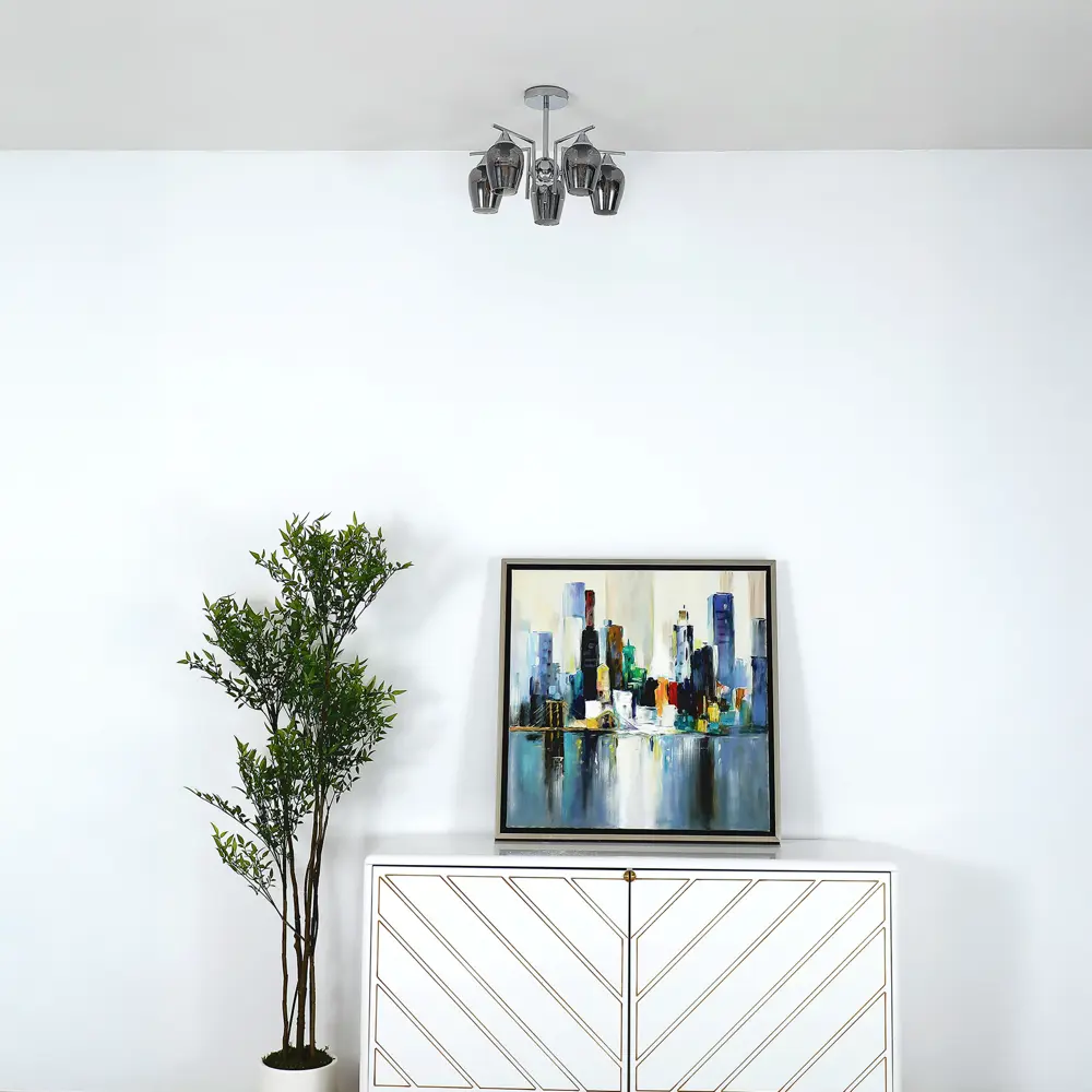 Люстра на штанге Libre 5 ламп 20 м² цвет хром SCHAFFNER STLM-2016170 - Вид №9