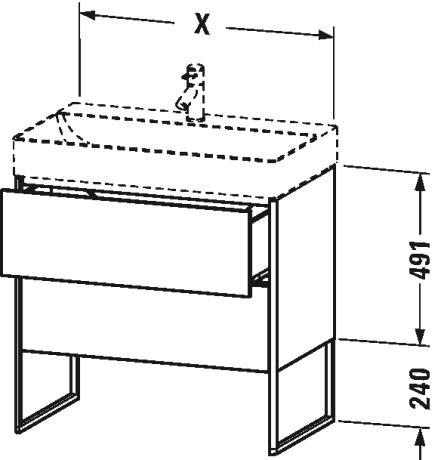 XS444208686 XSquare Тумбочка напольная Капучино глянцевый лак Duravit - Вид №3