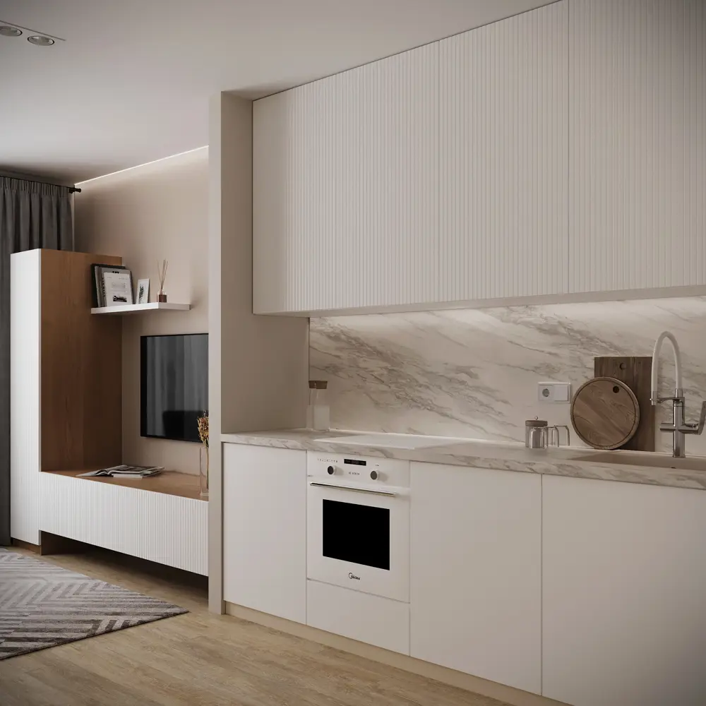 Фасад кухонный «Висла» Konsensa — белый МДФ с рельефными рейками 44.7×76.5 см 89385092 STLM-1571490 - Вид №8