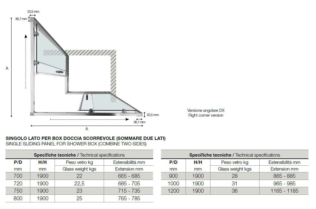 Алюминиевая и стеклянная угловая душевая кабина TAMANACO ECO LATO ARCH-00126103 - Вид №7