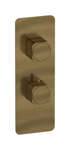 Комплект термостатической пластины и ручки Corallo для двухстороннего действия с вертикальным прямоугольным пластинчатым переключателем WE ARE IB eua616mbneo_2 Modern Bronze Aqua