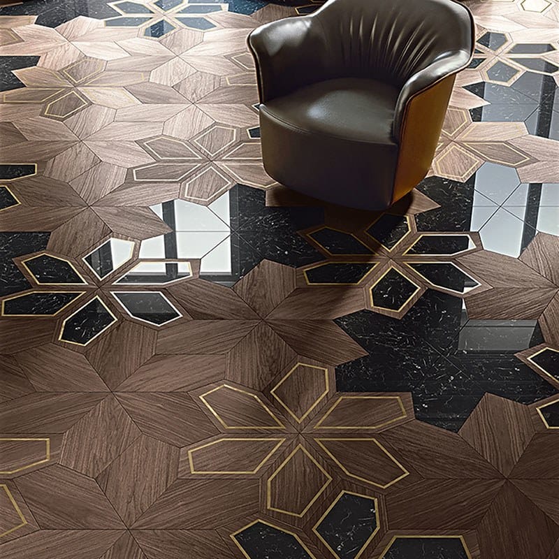 Геометрический пол из ореха или дуба FOGLIE D'ORO дизайн модулей ARCH-00053158 - Вид №8