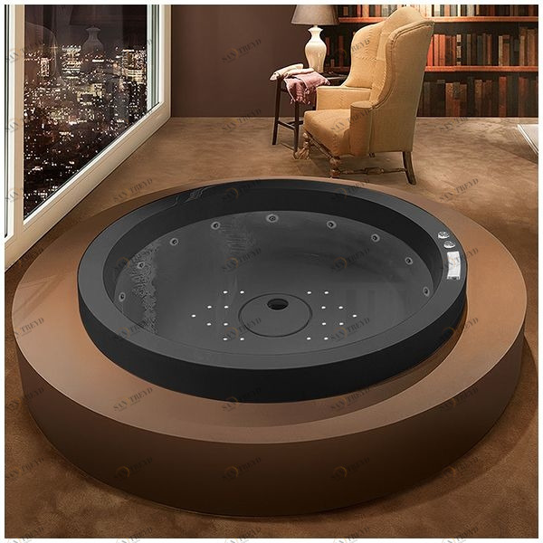 Ванна GRUPPO TREESSE Eos 160 AWA-V846N-C чёрная с гидромассажем аэромассажем и дезинфекцией круглая отдельностоящая AWAV846NC