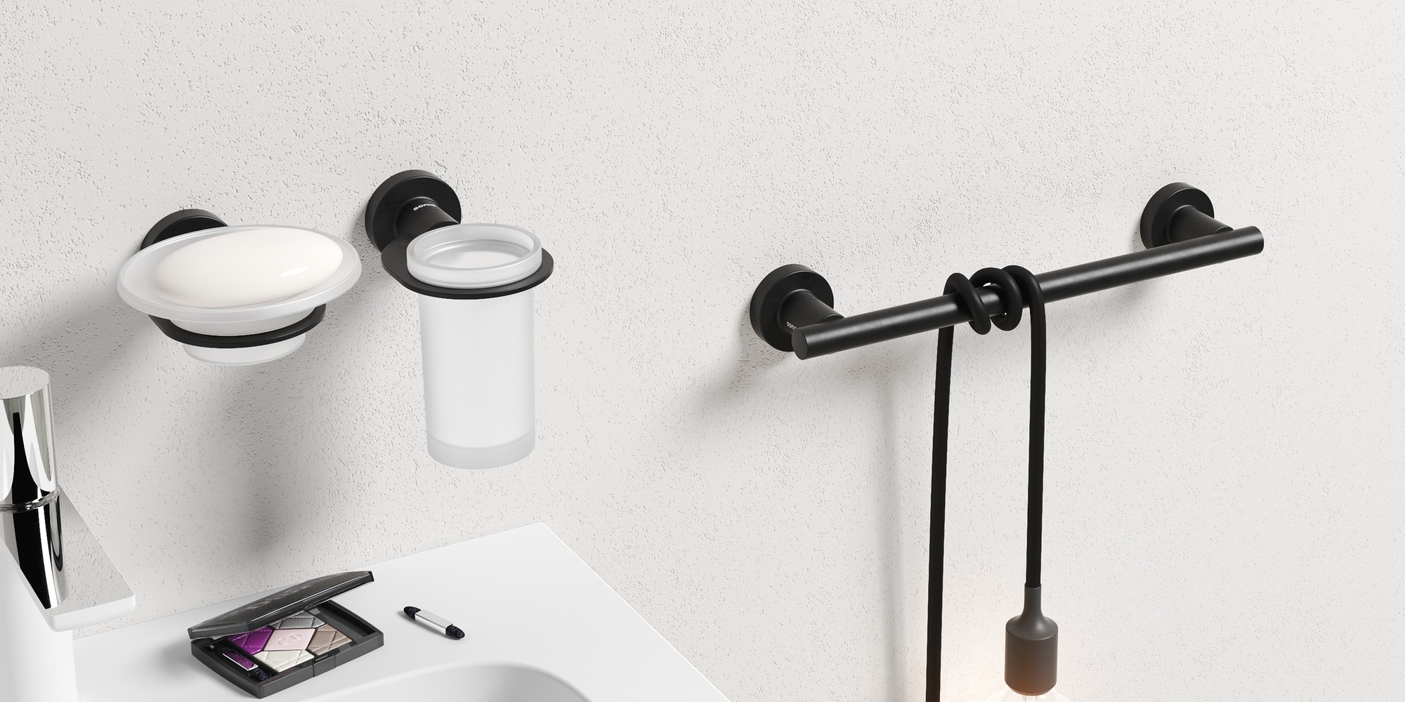 Sonia Стакан для зубных щеток настенный Tecno Project Черный 166237 - Вид №1