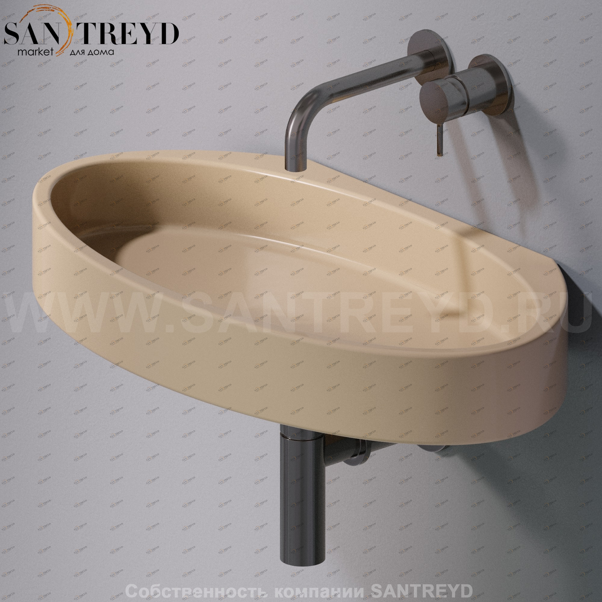 L015T1RPV4.110 Подвесная раковина настенная овальная A. e T. Italia P35 бежевая AeT ITALIA