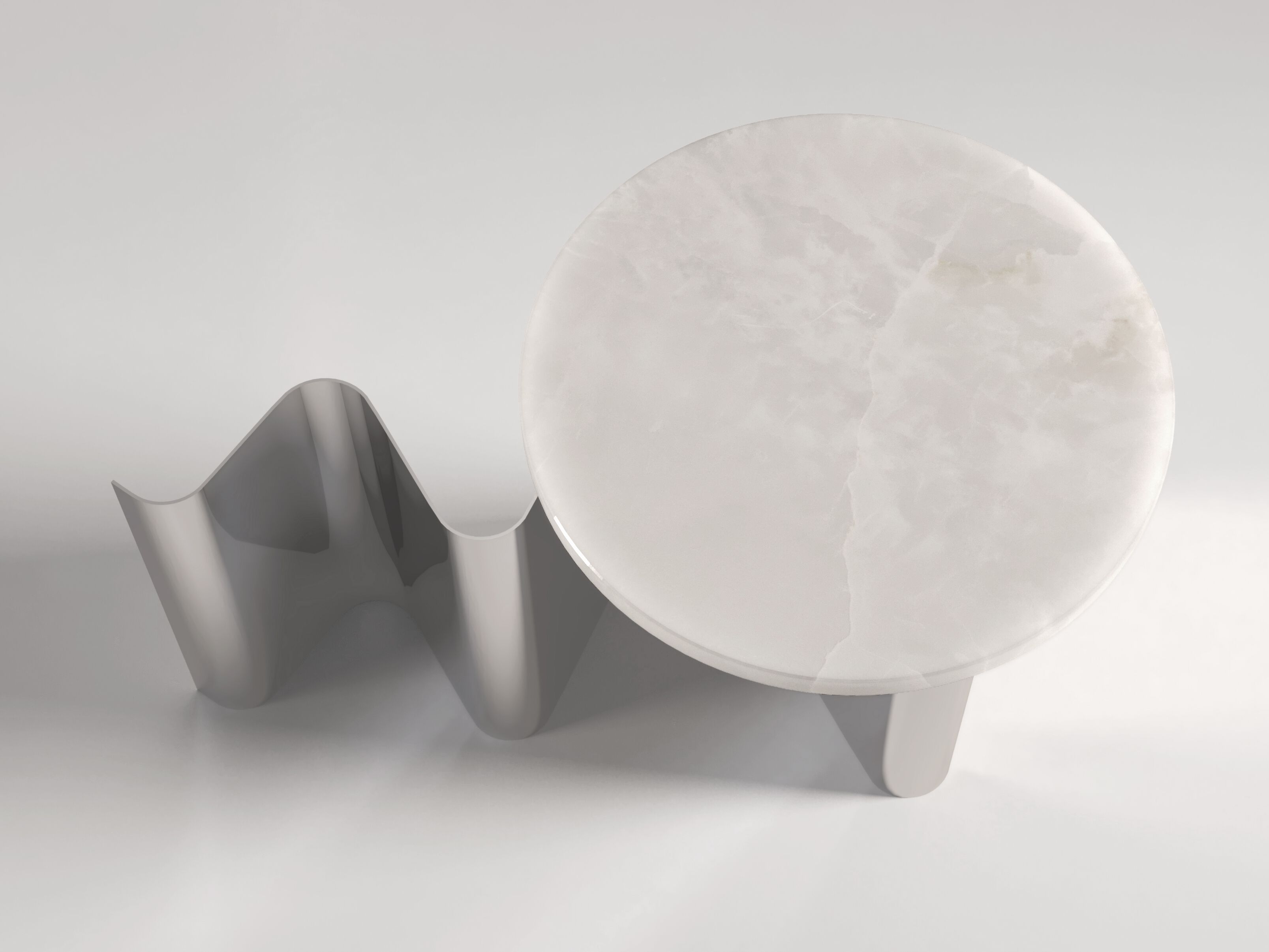 Круглый металлический журнальный столик с мраморной столешницей Secolo SKETCH ARCH-00009434