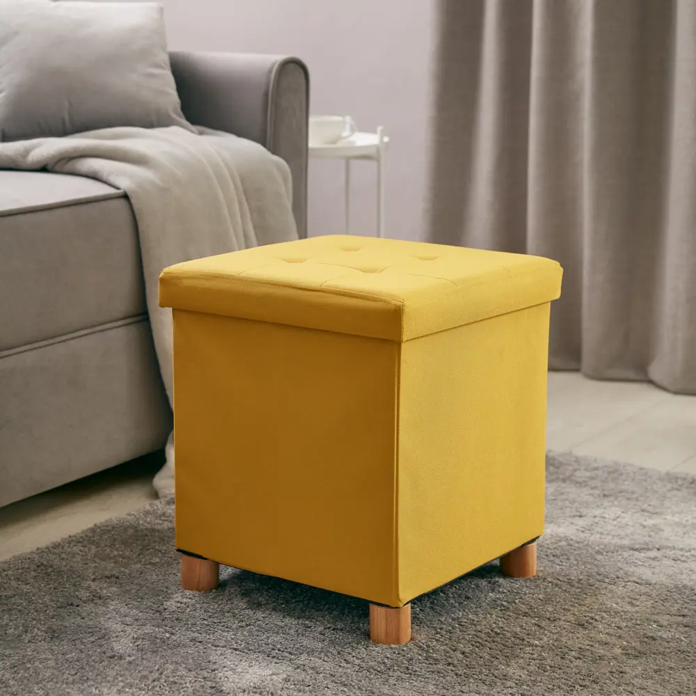 Пуф-столик складной 38x38x43 см цвет желтый DREAM RIVER STLM-2107195 - Вид №3