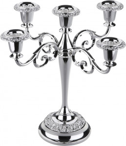10611721 Queen Anne Канделябр пятирожковый Queen Anne 26см, сталь, посеребрение Сталь нержавеющая с посеребрением