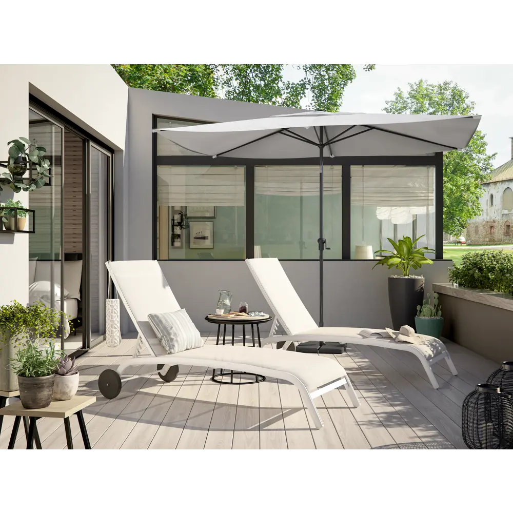 Шезлонг с колесами Naterial Lyra 207х63 см алюминий/ текстиль светло-серый STLM-2149023 - Вид №4