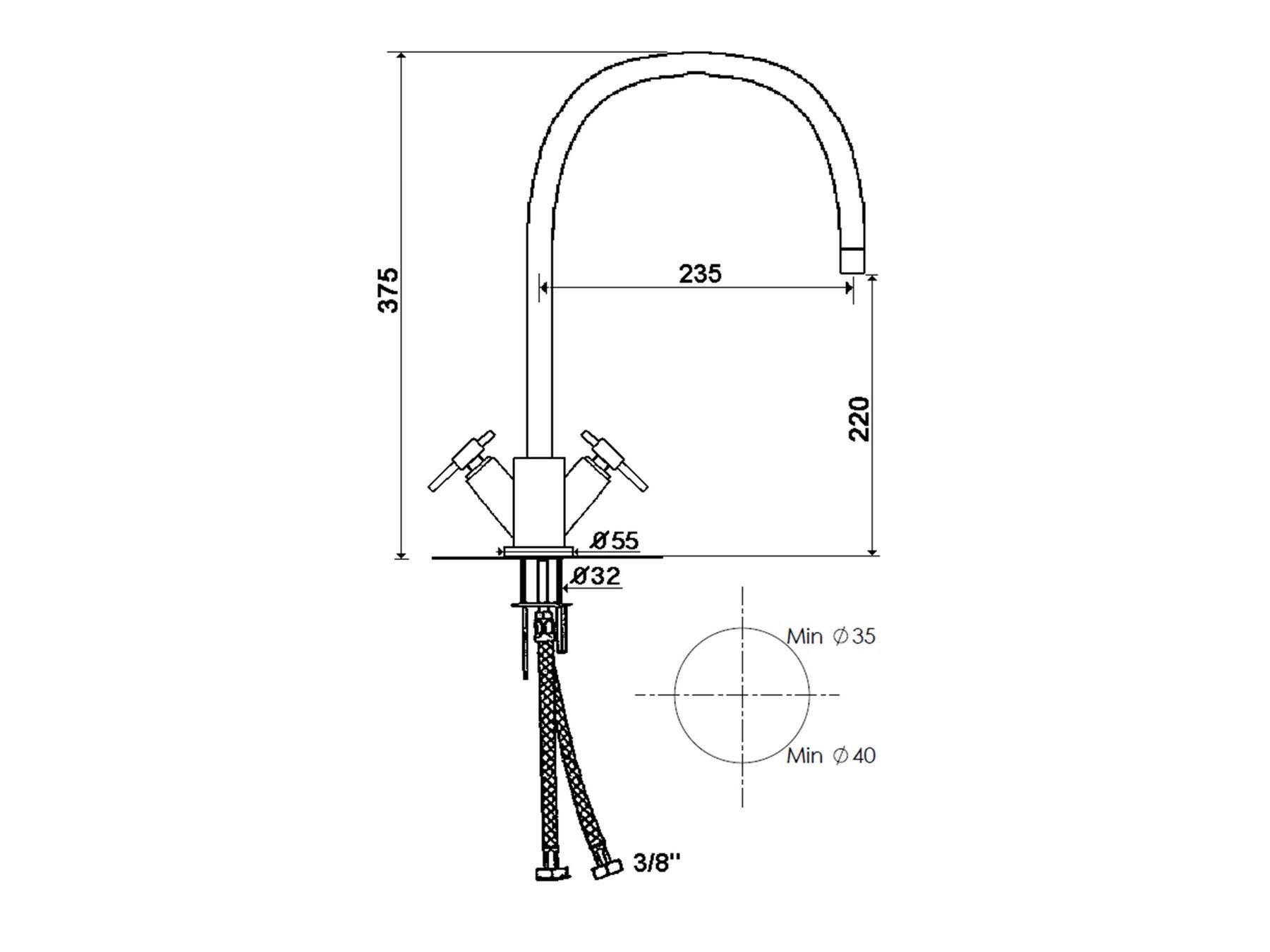 Смеситель для кухни с одним отверстием rvb ARCH-00105218 - Вид №2