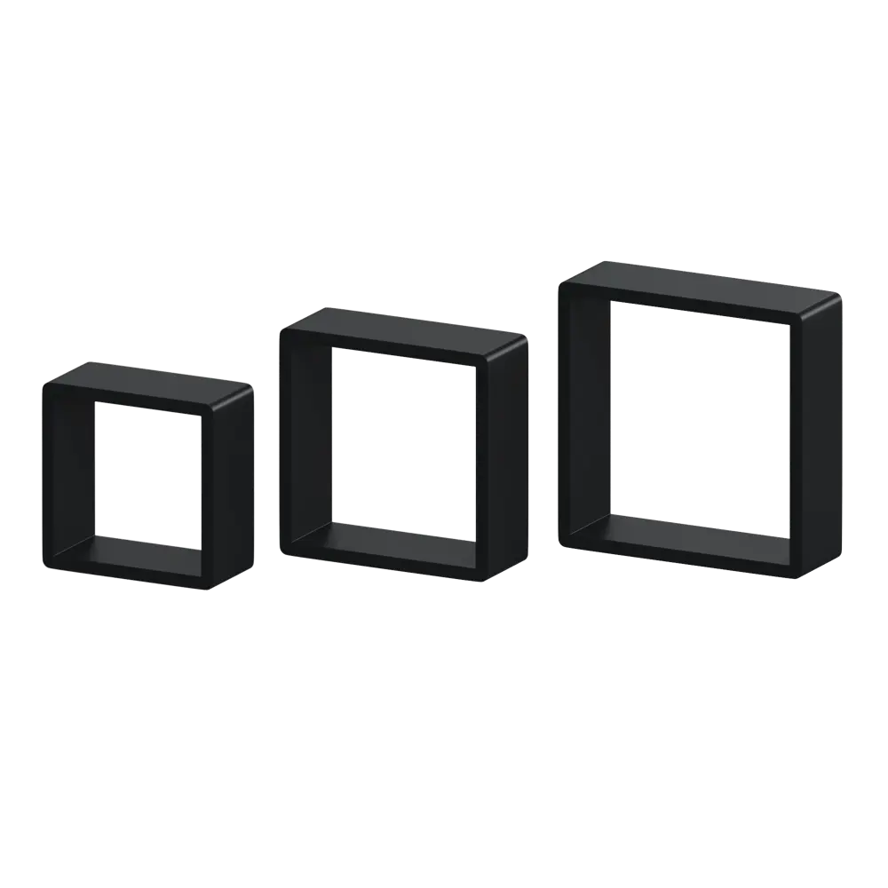 Полка настенная Spaceo 20x20 см/24x24 см/28x28 см МДФ цвет чёрный 3 шт STLM-2051960 - Вид №1