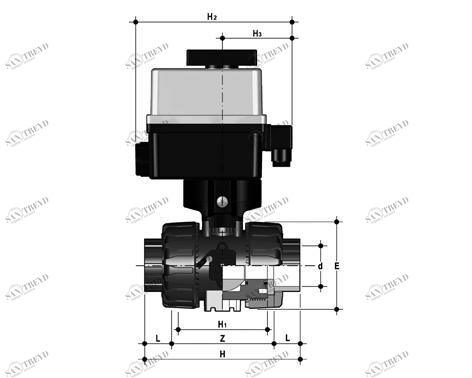 SANIT 521448020015032 2/2-ходовой шаровой кран VKR DualBlock®, PVC-U, d 16-63, клей рукав 