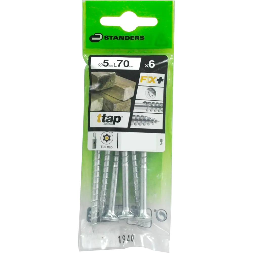 Саморезы для деревянного домостроения STANDERS T-TAP оцинкованные 5x70, 6 штук 82184768 STLM-2133745  - Вид №2