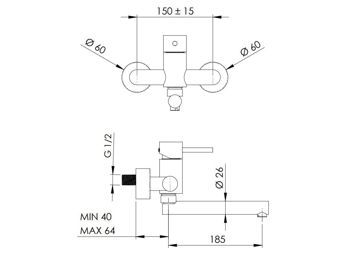 Настенный однорычажный смеситель для раковины с регулируемым горлышком Rubinetterie Mariani Next ARCH-00068680 - Вид №2