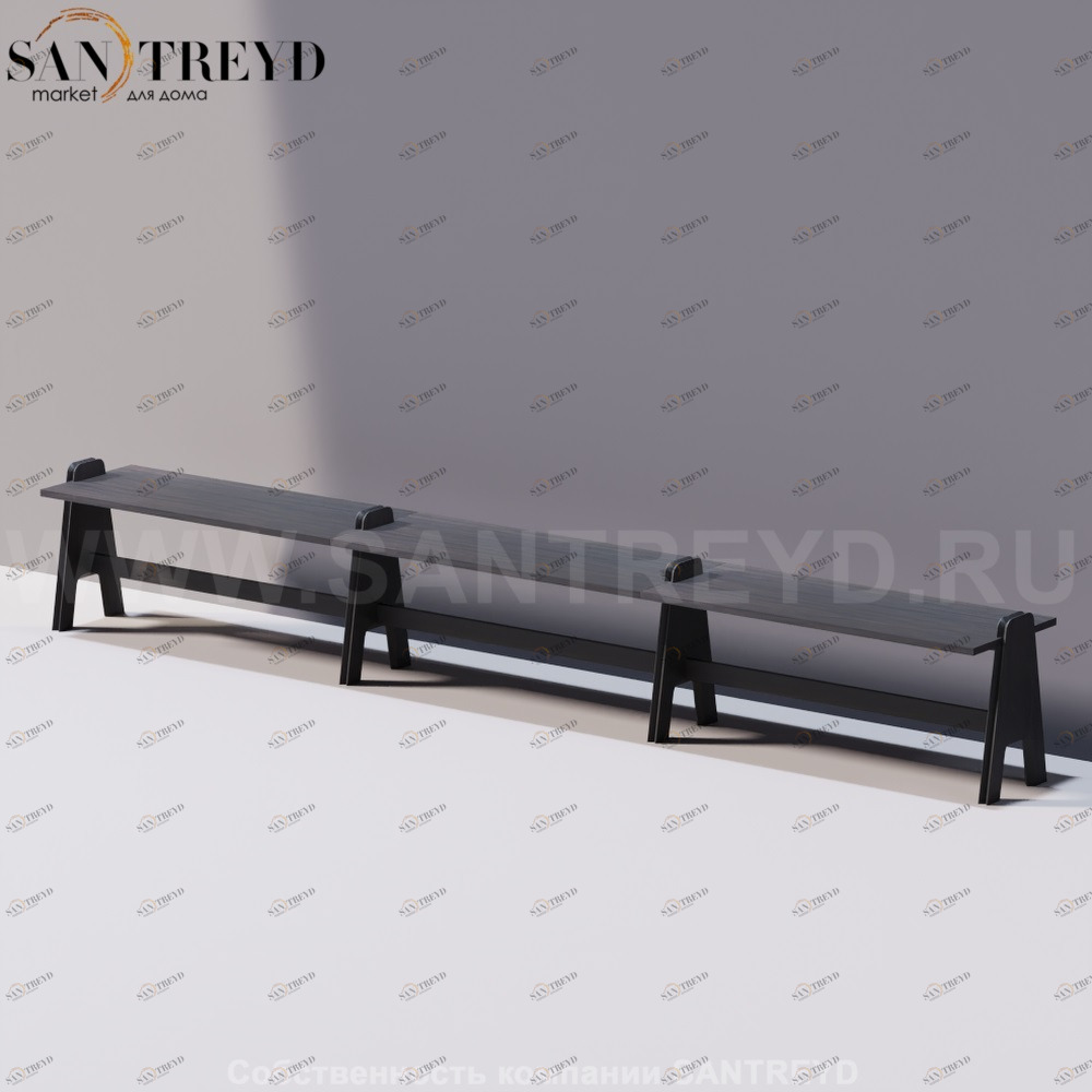 Agape CAVALLETTO Тройная скамья под темный дуб ACVL0393RW