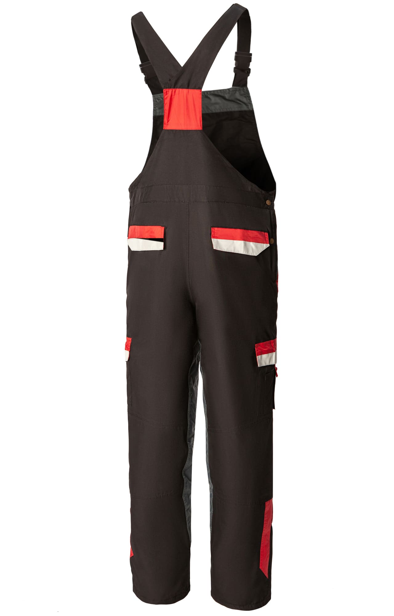 60927 Полукомбинезон "Иртыш" зимний черно-красный с СВП  Зимняя спецодежда  размер 52-54/170-176  - Вид №1