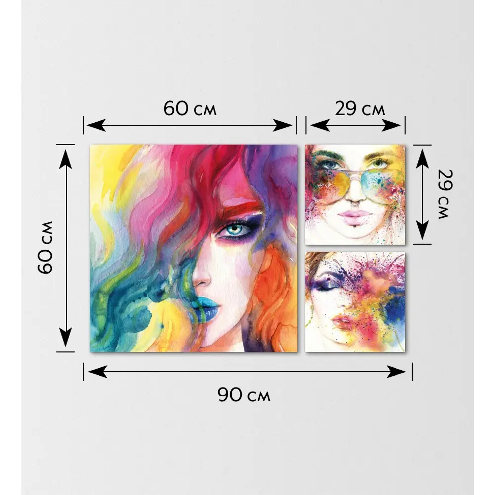 Картина на МДФ Яркие девушки 30x60 см 3 шт POSTERMARKET STLM-2018297 - Вид №5