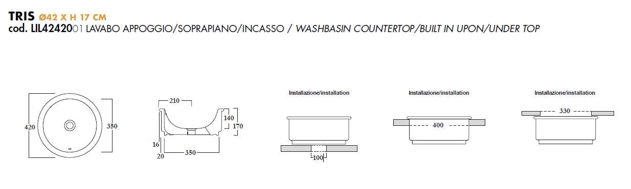 Керамическая круглая раковина для раковины Olympia Ceramica TRIS - LAVABI ARCH-00042880 - Вид №4