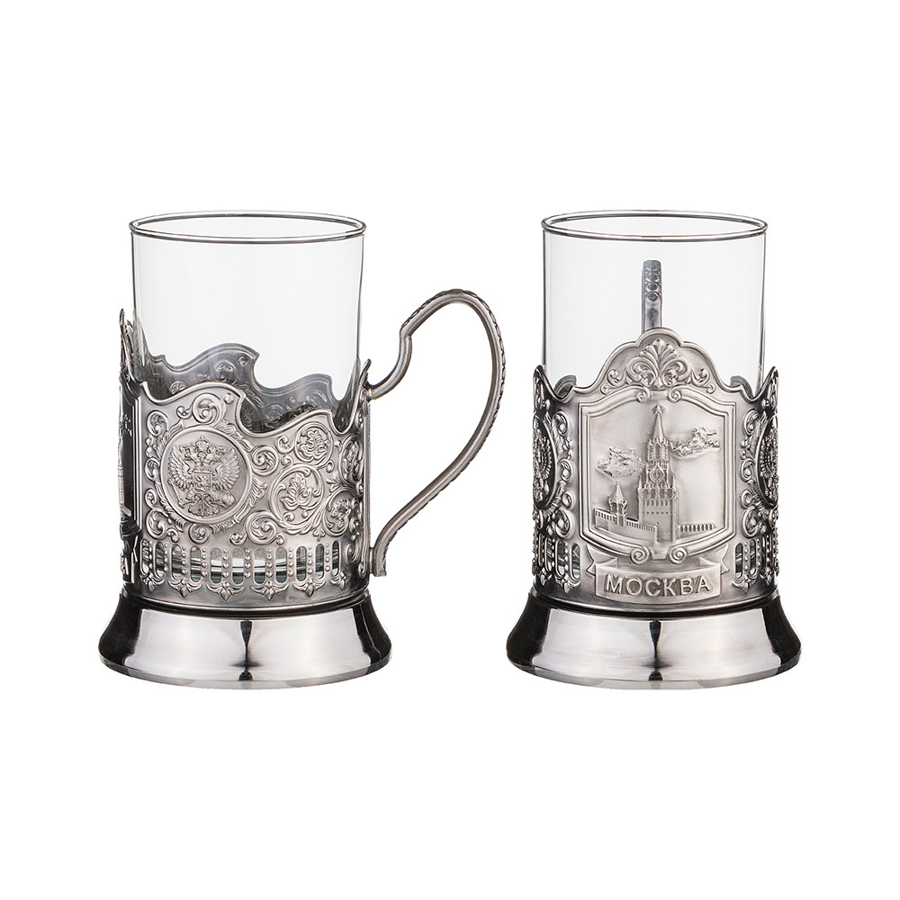 385-245 Посуда стеклянная Стакан с подстаканником юбилейный 250 мл 45 лет Lefard 