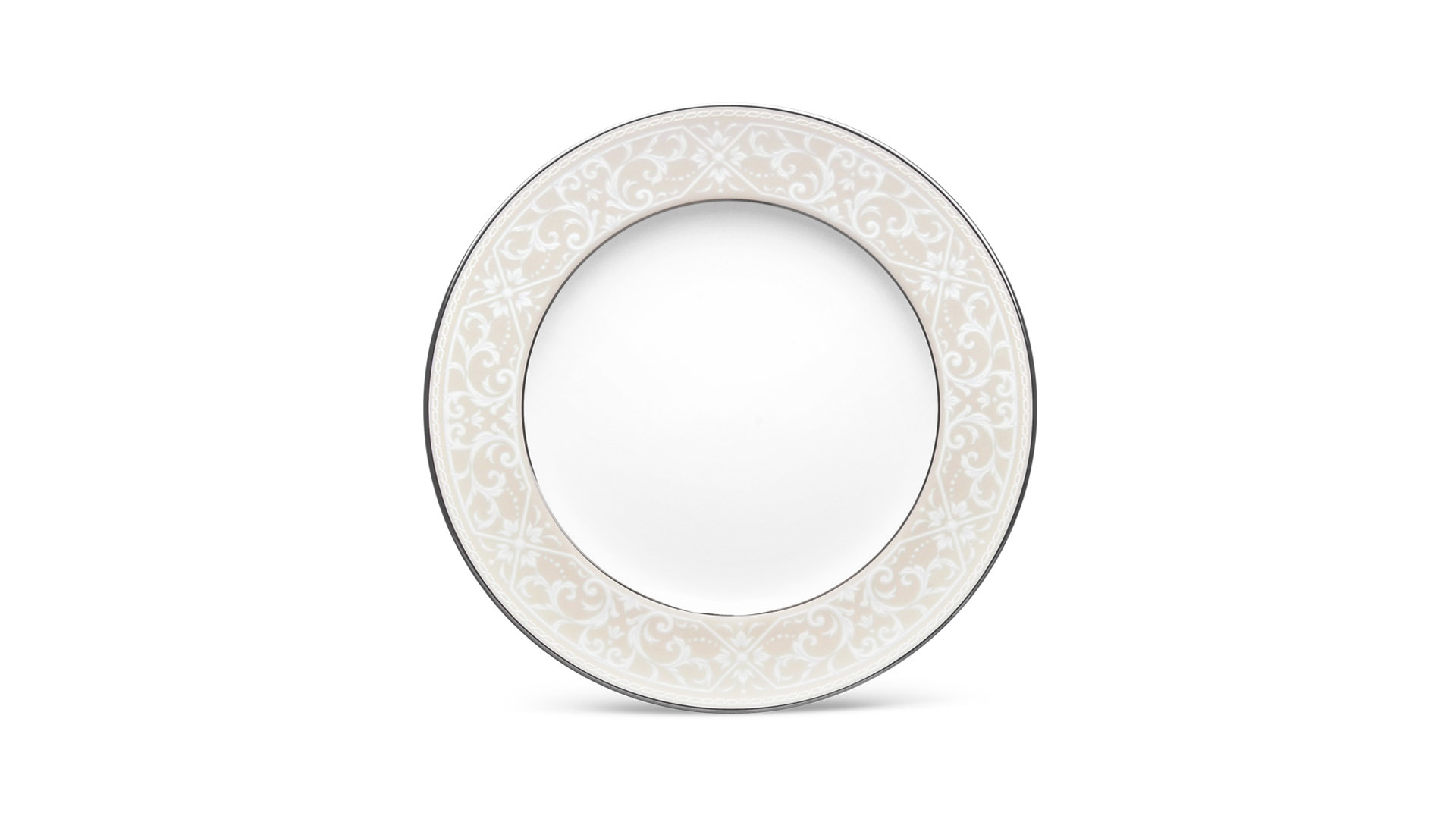 10665424 Noritake Набор из 6 тарелок закусочных Noritake "Монтвейл, платиновый кант" 21см Фарфор костяной  - Вид №1