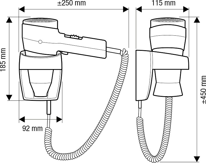 Valera Action Super Plus 1800 All Black Мод.542.14 / 038A полностью черный - 1800 Вт - фен с настенным держателем 55420951 