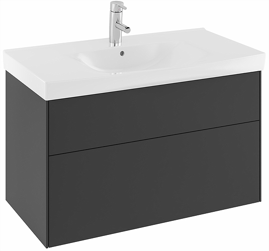 42558 IFO Sense тумба под умывальник, с двумя ящиками, W = 900 мм, W1 = 922 мм, темно-серый - Вид №10