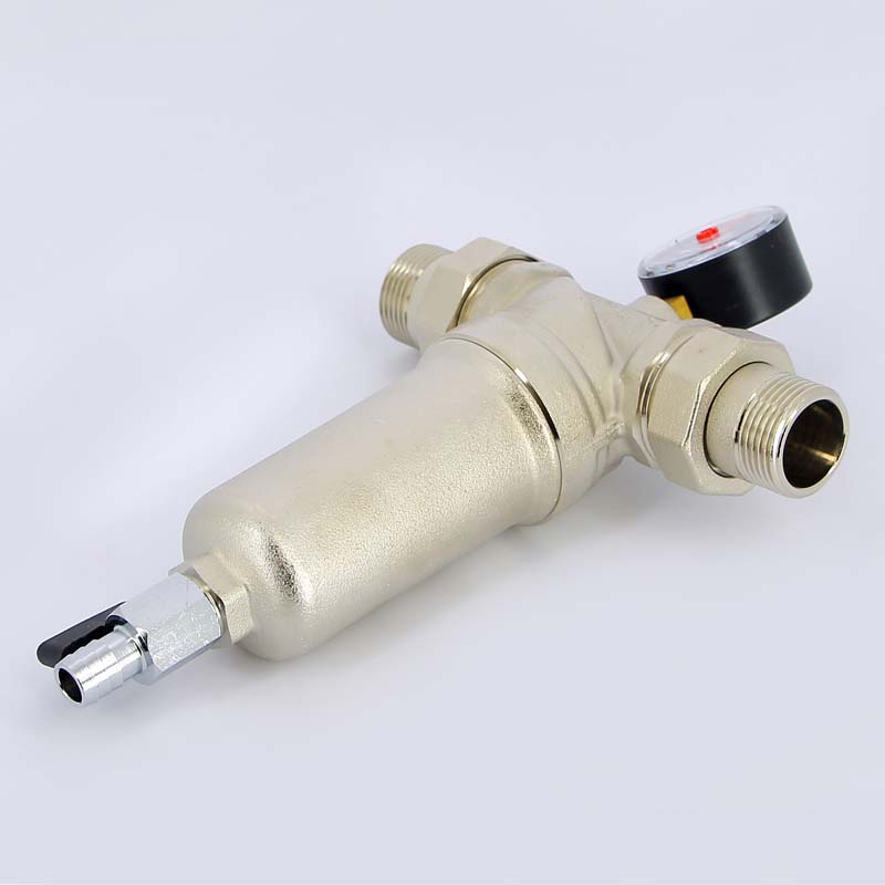 Фильтр промывной с манометром, с разъемными соединениями, латунной колбой TIEMME 1" 3130004 - Вид №1