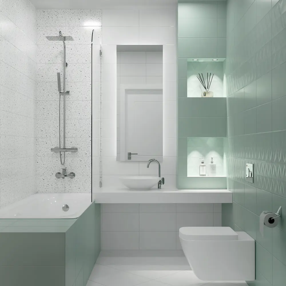 Плитка настенная Mersey Mono A0554G24101 20x40 см 1.6 м² матовая цвет мята Santreyd STLM-2002619 - Вид №6