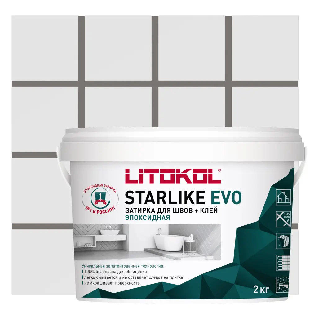 Litokol Starlike Evo - эпоксидная затирка и клей для плитки, серый 2 кг 82860190 STLM-0037247