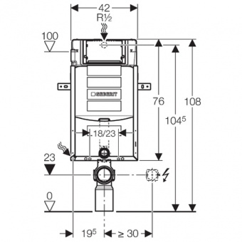 Инсталляция Geberit Kombifix 110.350.00.5 UP320 для подвесного унитаза, для клавиш Sigma* Santreyd  - Вид №1