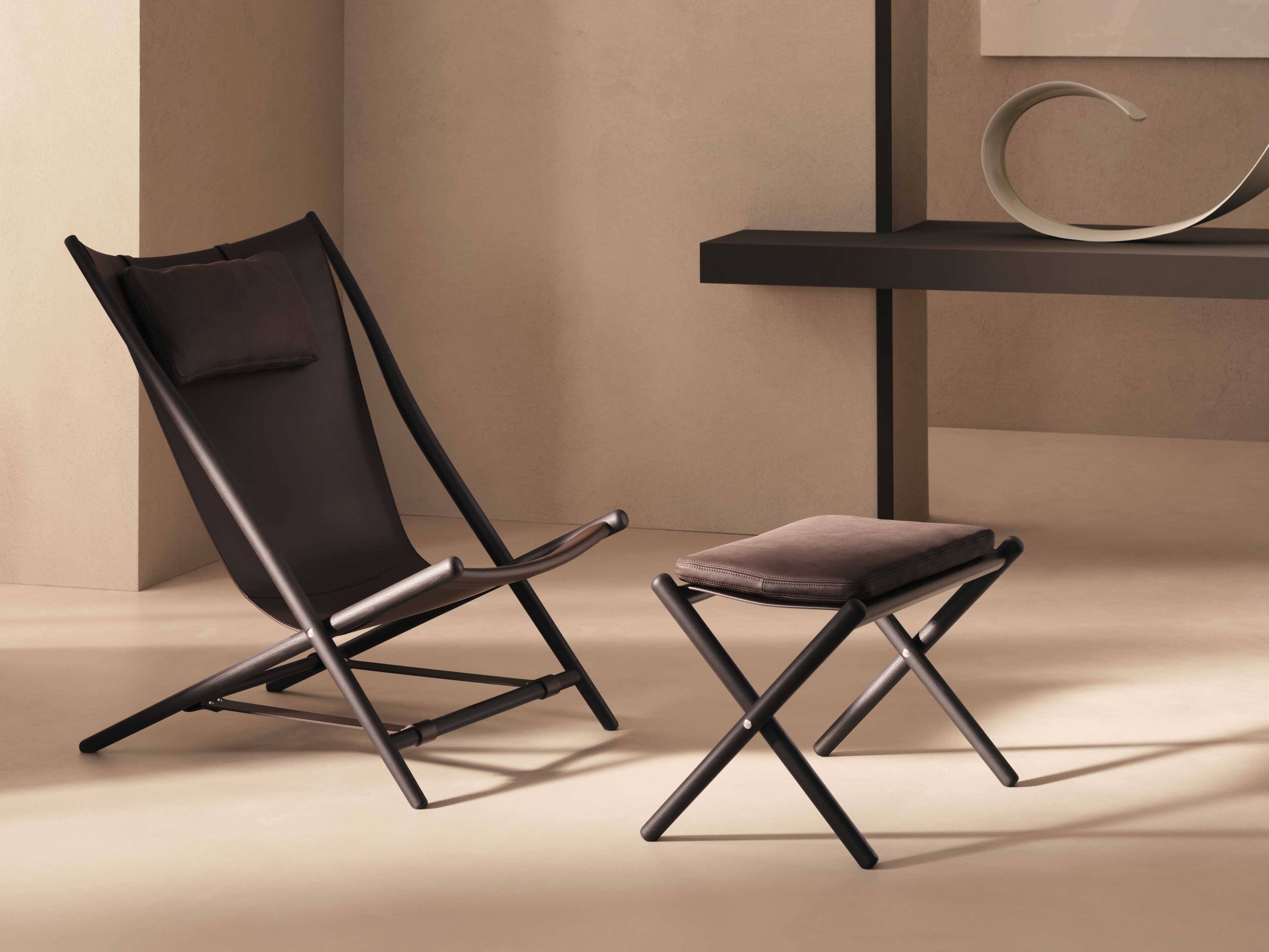 Деревянное и кожаное кресло с подставкой для ног DE PADOVA D'ANTAN ARCH-00031713 - Вид №1