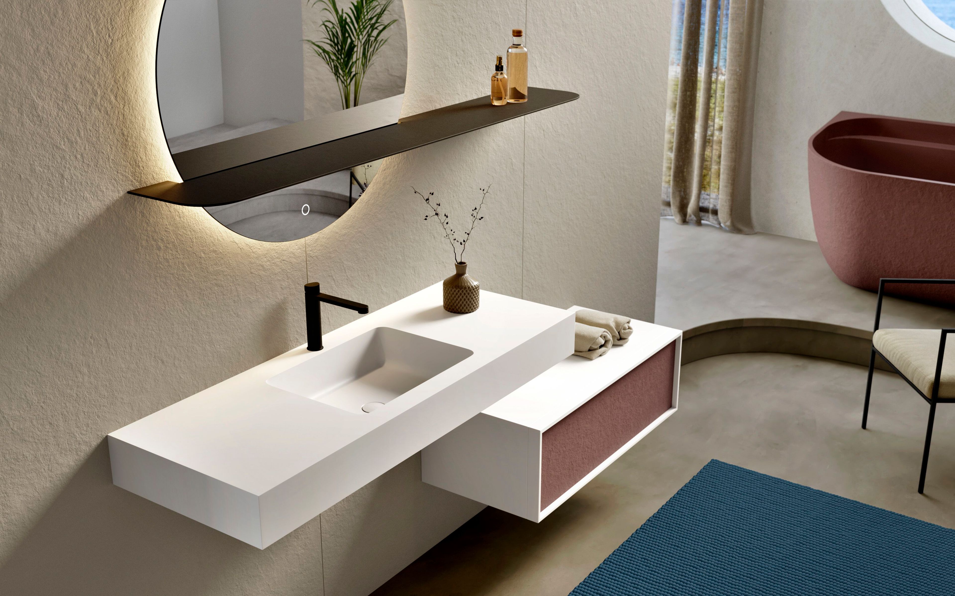 Шкаф для раковины с одной твердой поверхностью со встроенной раковиной Acquabella Acquasolid ARCH-00132413 - Вид №3