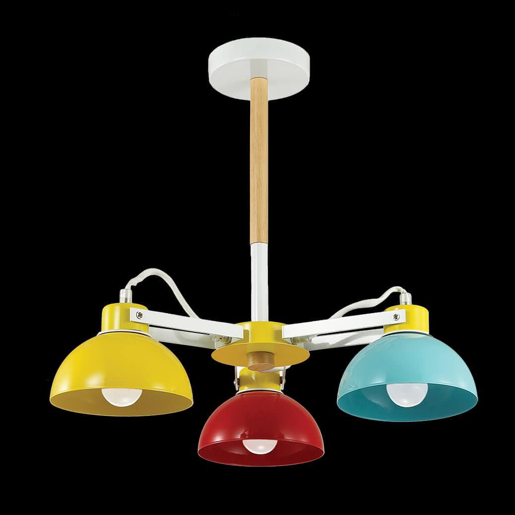 Люстра потолочная детская с тремя плафонами Titti IDEAL LUX TITTI 326532 Красный;желтый;голубой  - Вид №1