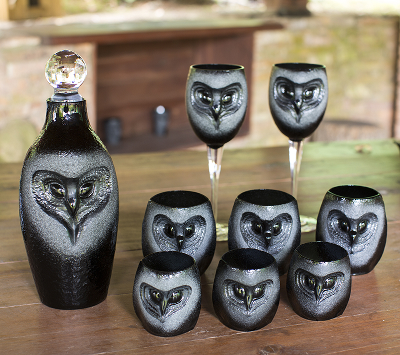 44095 Штоф из чёрного хрусталя "Сова", 280 мм. Maleras  - Вид №2