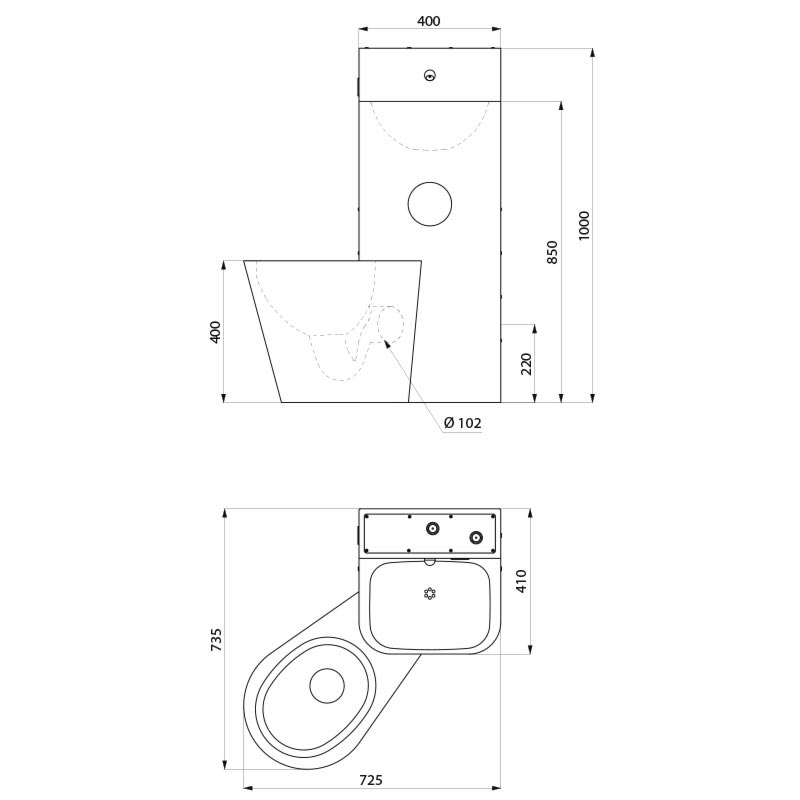 160700 Комплект KOMPACT - Умывальник-напольный унитаз DELABIE  - Вид №1