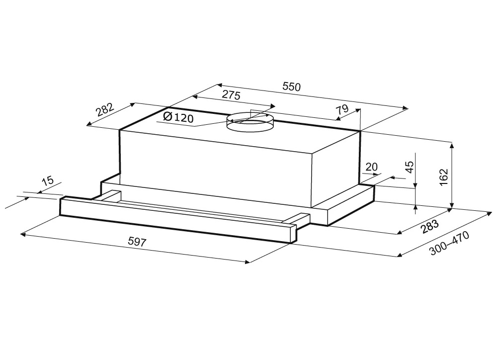 9063334 Вытяжка телескопическая KRONA KAMILLA T 600 2 motors белый/серый STDN-0137781 - Вид №11