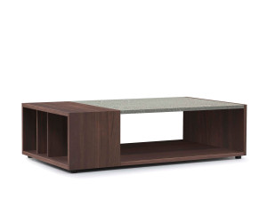 Деревянный прямоугольный журнальный столик с отсеком для хранения