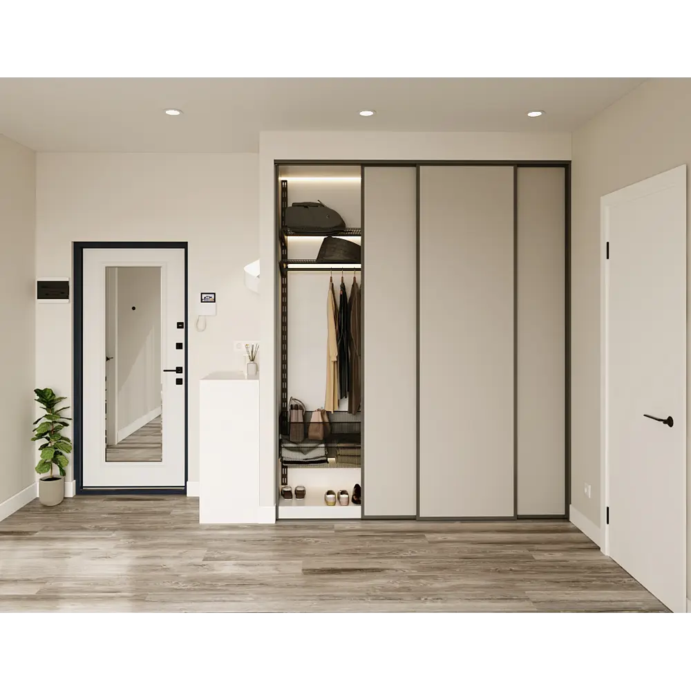 Дверь-купе KONSENSA 225.5x90.4 см МДФ цвет кашемир профиль черный узкий STLM-2168754 - Вид №11