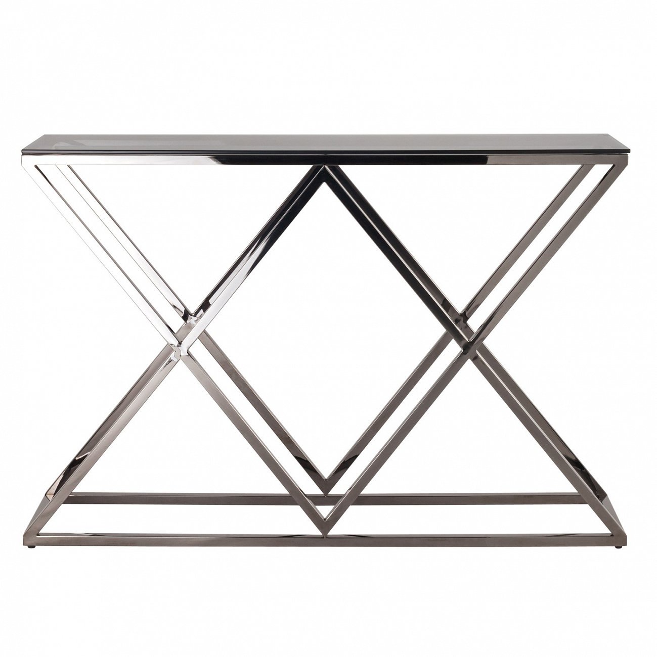 Консоль стеклянная 115х30 см дымчатая с основанием темный хром "Инсигния" STOOL GROUP  00-3881882 Серебро  - Вид №1